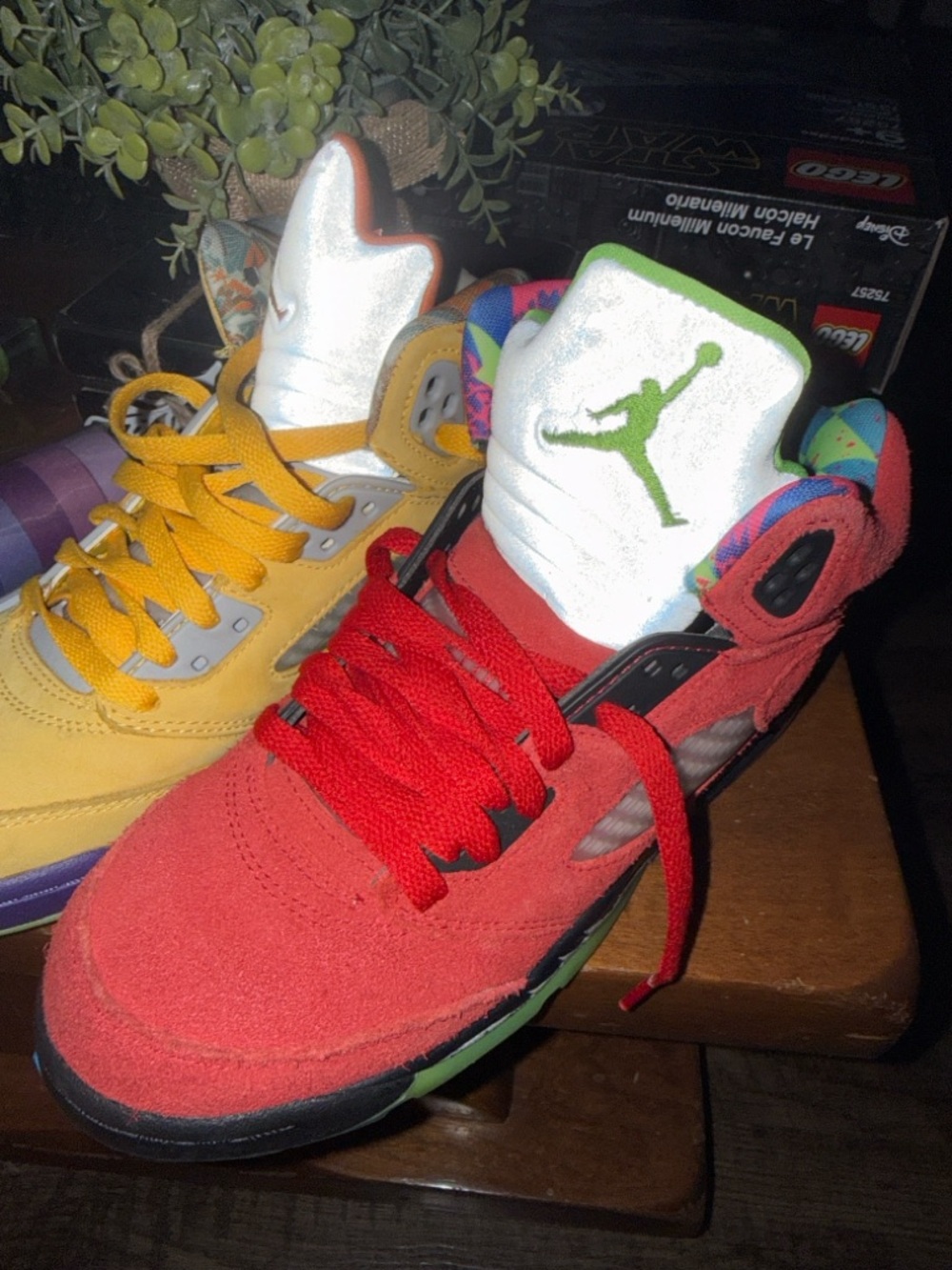 Jordan Multicolor Suede High-Top Sneakers — Red & Yellow